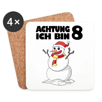 8.Geburtstag 8 Jahre alt Schneemann Geschenk - Untersetzer (4er-Set) - Weiß - Vorne