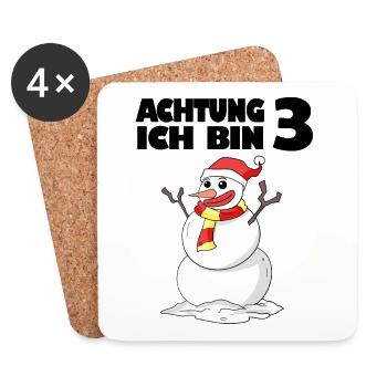 3.Geburtstag 3 Jahre alt Schneemann Geschenk - Untersetzer (4er-Set) - Weiß - Vorne