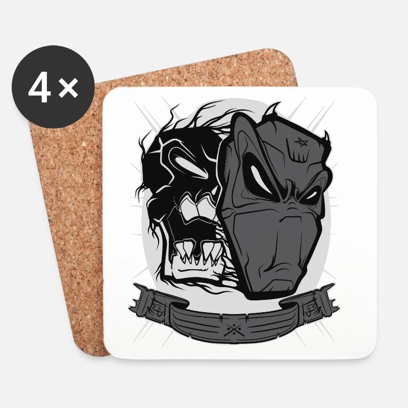 Devil mask - Coasters (set of 4) - white
