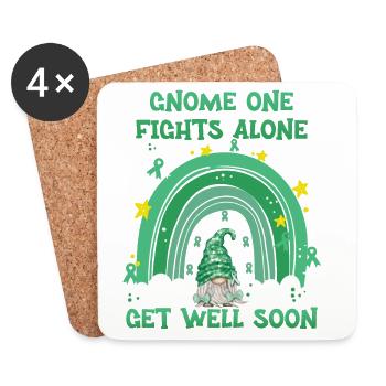 Gnome One Fights Alone Liver Cancer - Coasters (set of 4) - white - Front