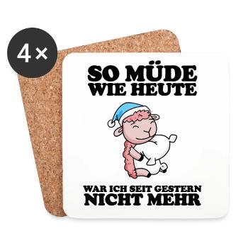 Müde Spruch lustig mit Schaf Motiv - Untersetzer (4er-Set) - Weiß - Vorne