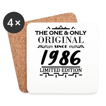 1986 - Year of construction 1986 - Born 1986 - Coasters (set of 4) - white - Front
