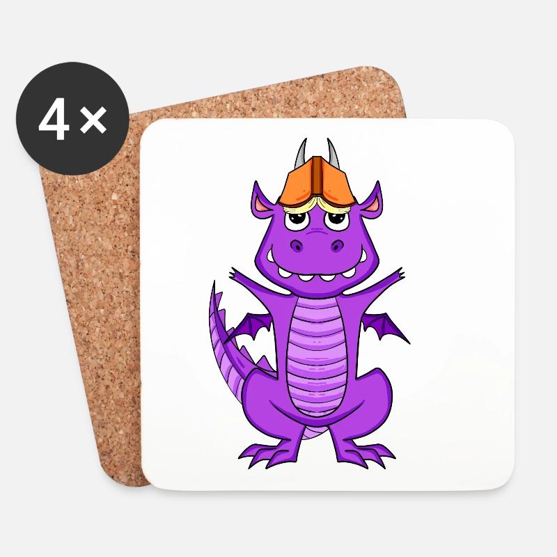 Bücher Drache Drachen - Untersetzer (4er-Set) - Weiß