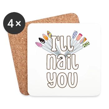 Ich Werde Dich Nageln Lustiger Nageldesigner - Untersetzer (4er-Set) - Weiß - Vorne