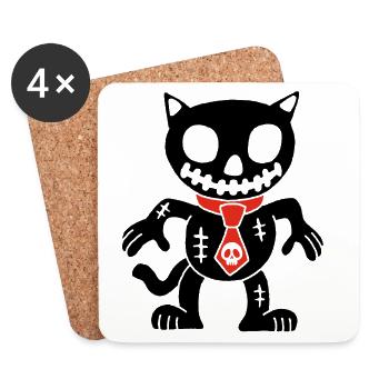 Schwarze Katze Voodoo Puppe - Untersetzer (4er-Set) - Weiß - Vorne