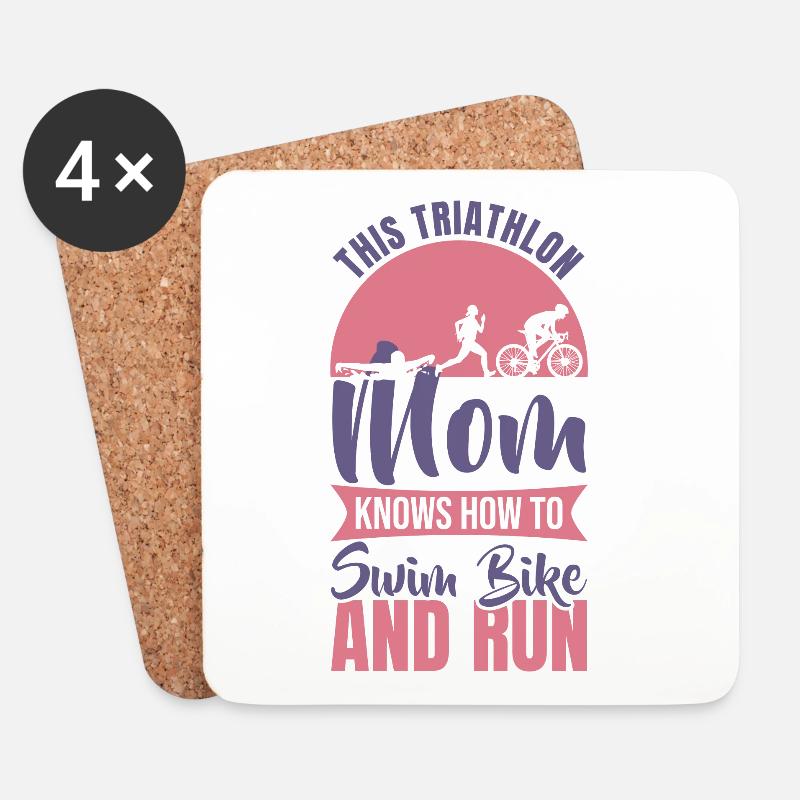 Triathlon Mama - Untersetzer (4er-Set) - Weiß