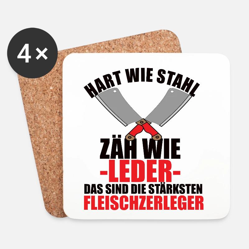 Fleischer Metzger Zerleger Schlachter - Untersetzer (4er-Set) - Weiß