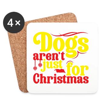Message de Noël pour les amoureux des chiens - Dessous de verre (lot de 4) - blanc - Devant