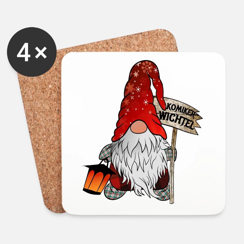 Komiker Wichtel - Untersetzer (4er-Set) - Weiß