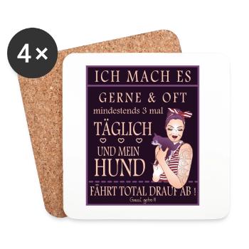 Hunde Tage gassi gehn - Untersetzer (4er-Set) - Weiß - Vorne