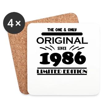1986 - Year of construction 1986 - Born 1986 - Coasters (set of 4) - white - Front