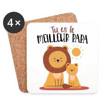 Meilleur papa fête des pères Body bébé - Dessous de verre (lot de 4) - blanc - Devant