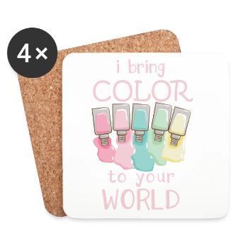I bring color to your world Nail Tech - Coasters (set of 4) - white - Front