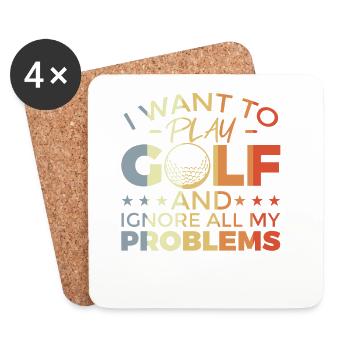 Drôle de dicton de golf - Dessous de verre (lot de 4) - blanc - Devant