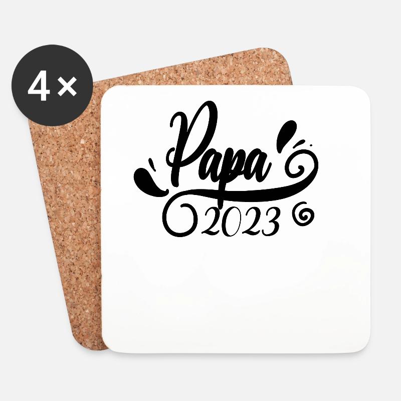 Vater 2023 - Papa 2023 Geschenk - Untersetzer (4er-Set) - Weiß
