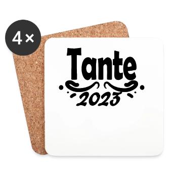 Tante 2023 - Tante werden - Tante Geschenk - Untersetzer (4er-Set) - Weiß - Vorne