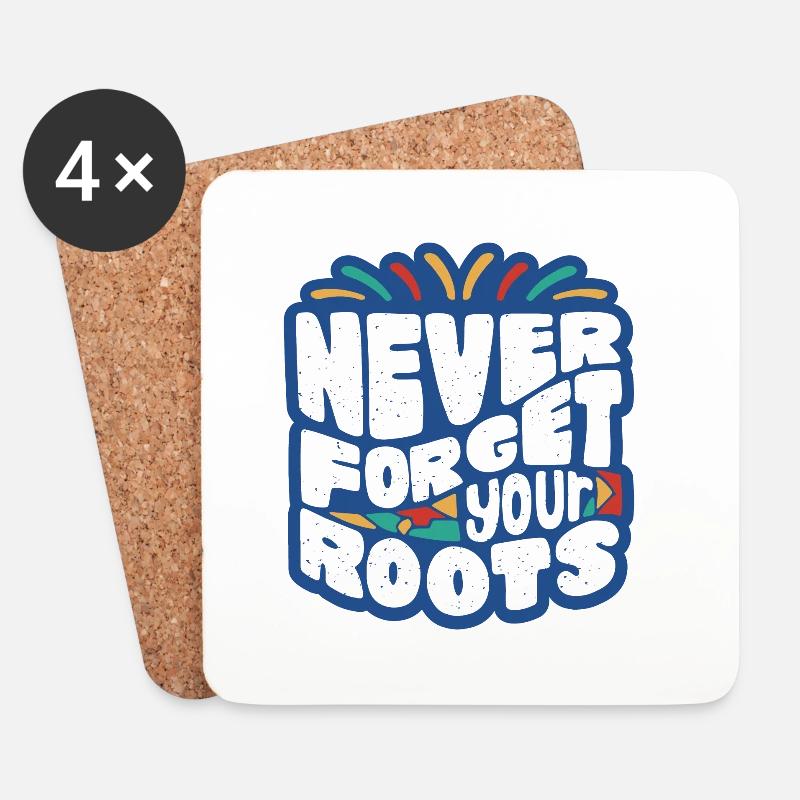 Never Forget Your Roots – Farbige Typo - Untersetzer (4er-Set) - Weiß