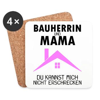 Bauherrin Mama - Untersetzer (4er-Set) - Weiß - Vorne