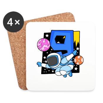 9e anniversaire 9 ans astronaute de l’espace - Dessous de verre (lot de 4) - blanc - Devant