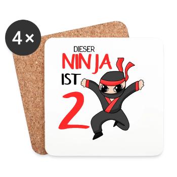 2. Geburtstag Junge 2 Jahre alt Ninja - Untersetzer (4er-Set) - Weiß - Vorne