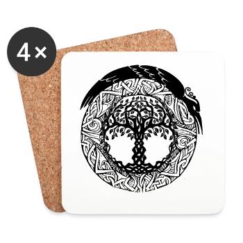 Celtic tree in a circle - Coasters (set of 4) - white - Front