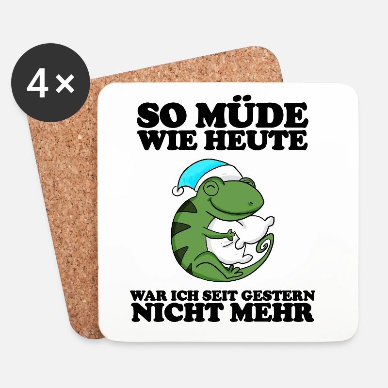 Müde Spruch lustig - Untersetzer (4er-Set) - Weiß