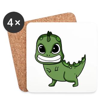 Angry Dinosaur - Coasters (set of 4) - white - Front