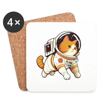 Space Cat Cute - Funny Animal Humor - Coasters (set of 4) - white - Front