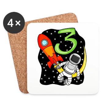3. Geburtstag - 3 Jahre alt Junge Astronaut - Untersetzer (4er-Set) - Weiß - Vorne