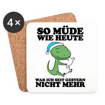 Müde Spruch lustig Schlafen Ausschlafen Faul - Untersetzer (4er-Set) - Weiß - Vorne