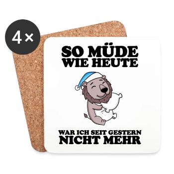 Müde Spruch lustig Schlafen Ausschlafen Faul - Untersetzer (4er-Set) - Weiß - Vorne