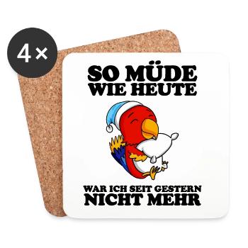 Müde Spruch lustig Schlafen Ausschlafen Faul - Untersetzer (4er-Set) - Weiß - Vorne