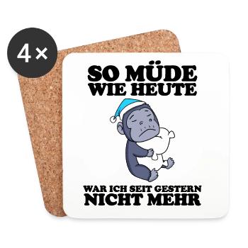 Müde Spruch lustig Schlafen Ausschlafen Faul - Untersetzer (4er-Set) - Weiß - Vorne