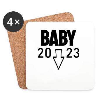 Baby 2023 - Geburt Schwanger 2023 Schwangerschaft - Untersetzer (4er-Set) - Weiß - Vorne