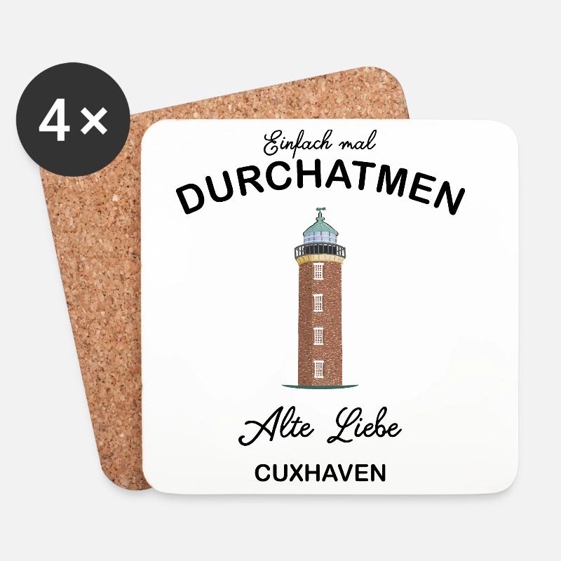 Cuxhaven, Hamburger Leuchtturm an der Alten Liebe - Untersetzer (4er-Set) - Weiß