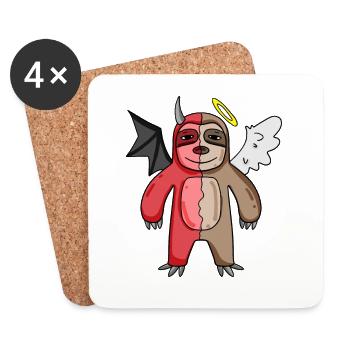 Paresseux - Ange et Diable - Dessous de verre (lot de 4) - blanc - Devant
