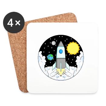 Espace de fusée - Dessous de verre (lot de 4) - blanc - Devant