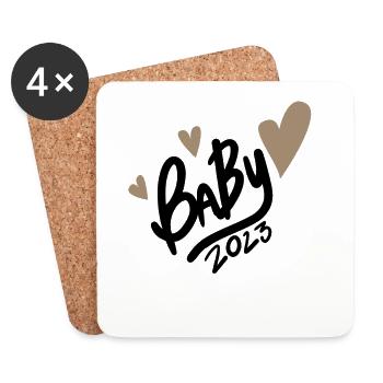 Baby 2023 - Geburt Schwanger 2023 Schwangerschaft - Untersetzer (4er-Set) - Weiß - Vorne