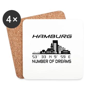 Coordonnées GPS ville Hambourg skyline ville de rêve - Dessous de verre (lot de 4) - blanc - Devant