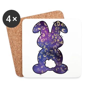 Leopard Pattern Rabbit Easter - Coasters (set of 4) - white - Front