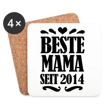 Beste Mama seit 2014 - Untersetzer (4er-Set) - Weiß - Vorne