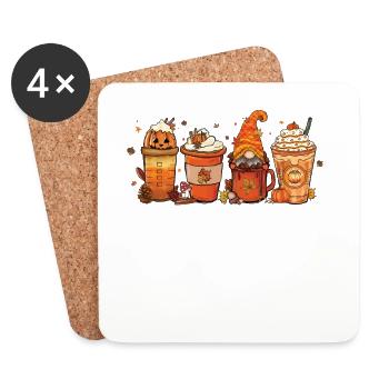 Herbst-dankeschön-tasse Mit Heißer Schokolade - Untersetzer (4er-Set) - Weiß - Vorne