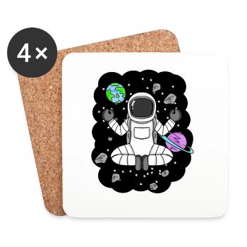 Astronaut Yoga Junge im Weltall - Meditation - Untersetzer (4er-Set) - Weiß - Vorne