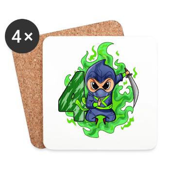 Garçon 4 ans 4ème anniversaire Garçon Ninja Green - Dessous de verre (lot de 4) - blanc - Devant