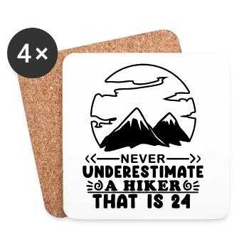 24th birthday hiker 24 years old mountain hiking - Coasters (set of 4) - white - Front