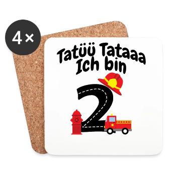 Zahl Zwei Feuerwehrmotive - Untersetzer (4er-Set) - Weiß - Vorne