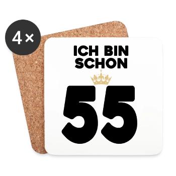 55. Geburtstag Geschenk - 55 Jahre mit Krone - Untersetzer (4er-Set) - Weiß - Vorne