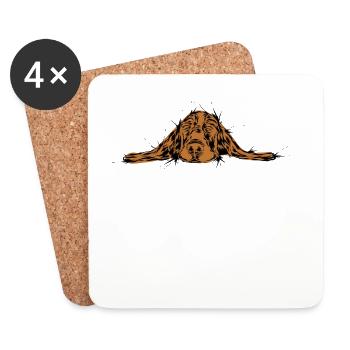 Chien fatigué - Dessous de verre (lot de 4) - blanc - Devant