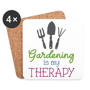Gartenarbeit ist meine Therapie - Untersetzer (4er-Set) - Weiß - Vorne
