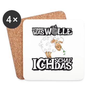 Komme was Wolle ich Schaf das - Untersetzer (4er-Set) - Weiß - Vorne